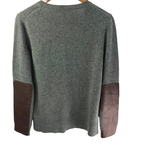 J.Crew Women's Wool Blend Patch Sleeve Sweater V Neck Sz S Pullover Gray Preppy - Picture 5 of 8